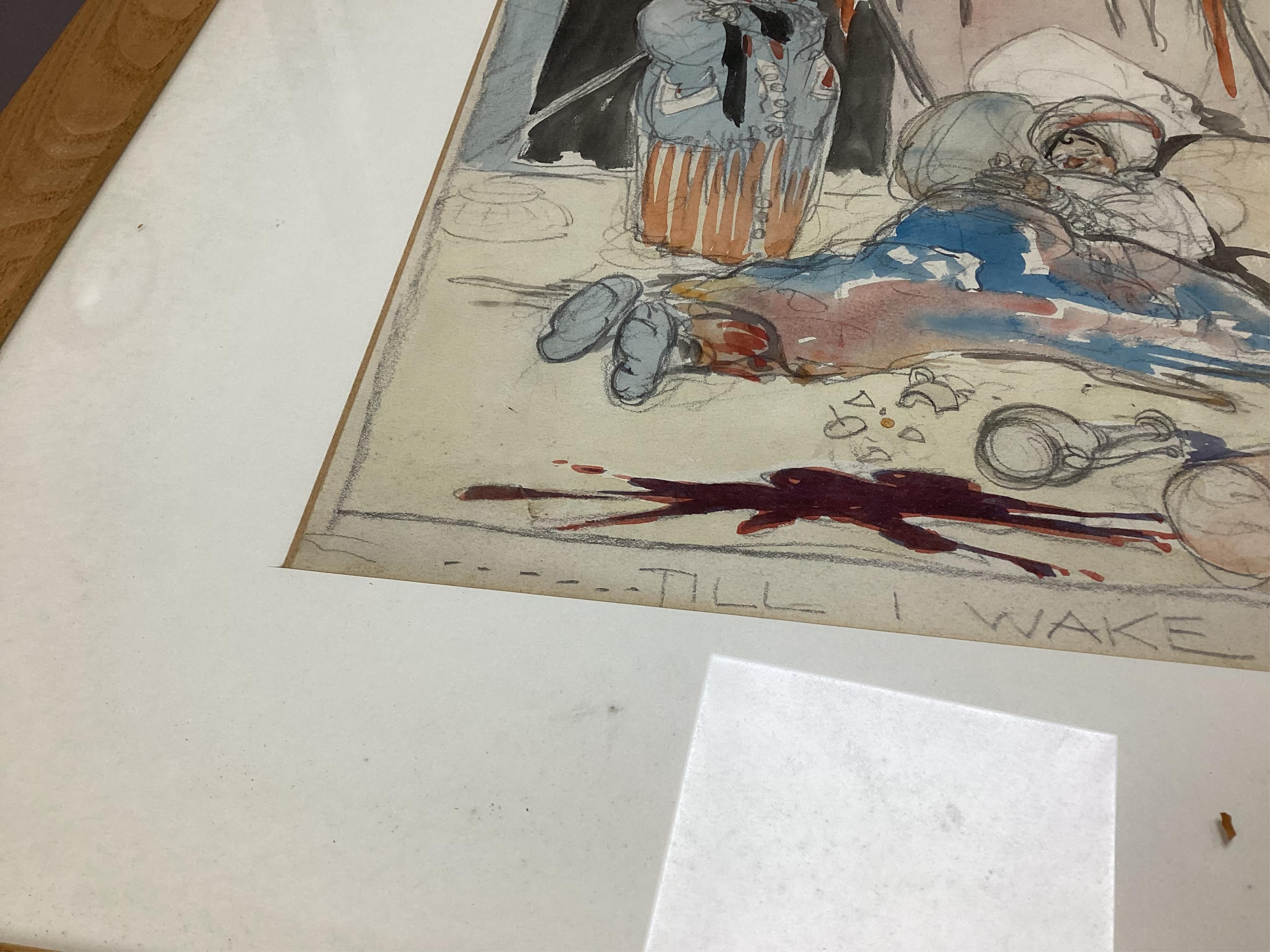 René Bull (1872-1942), 'Til I Wake', unsigned, pencil and watercolour illustration, 35 x 24cm